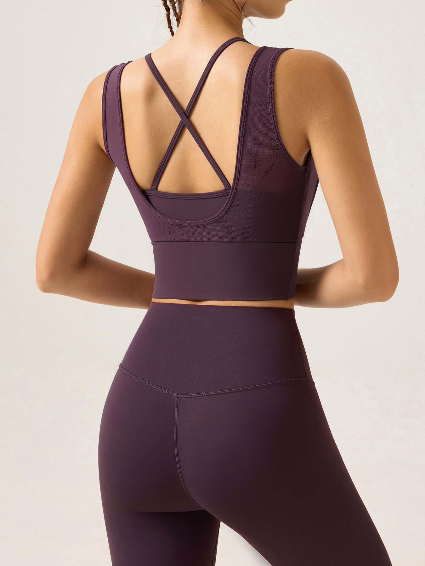 Purple Cutout Mesh Tank Top