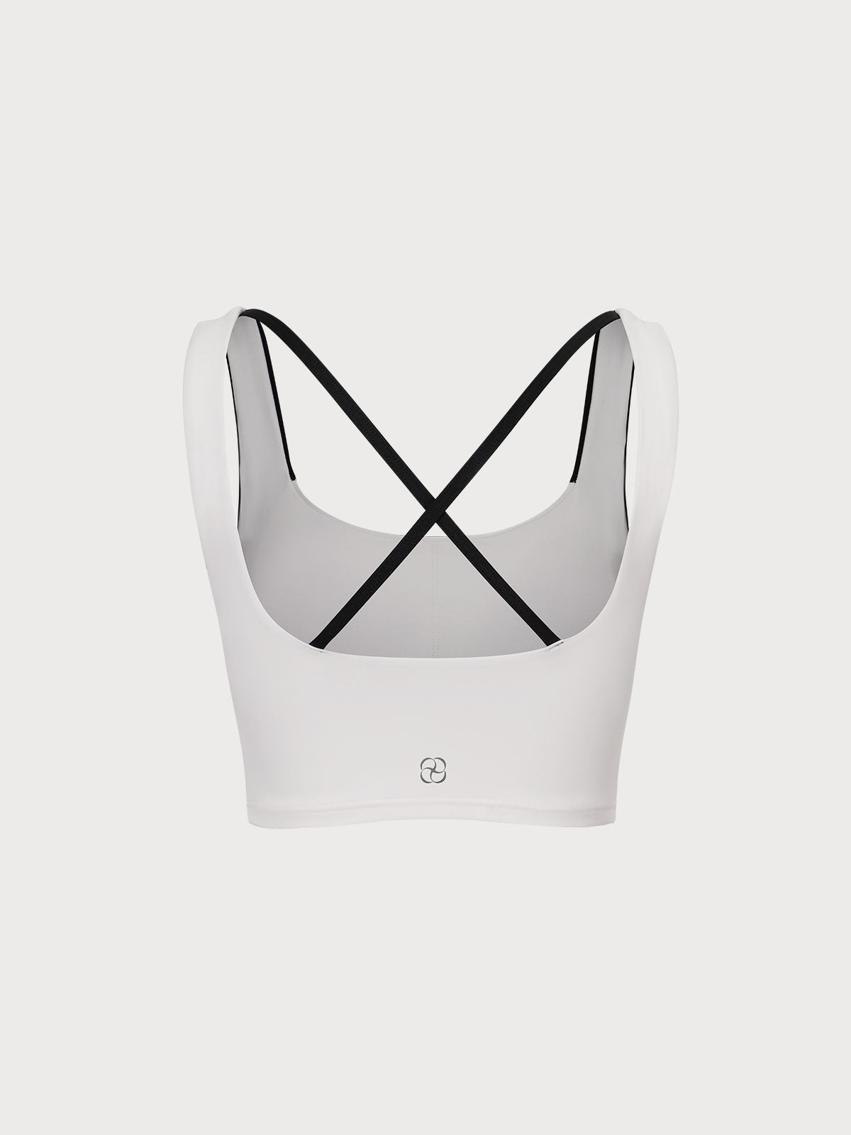 White Contrast Square Neck Sports Bra - Light Support