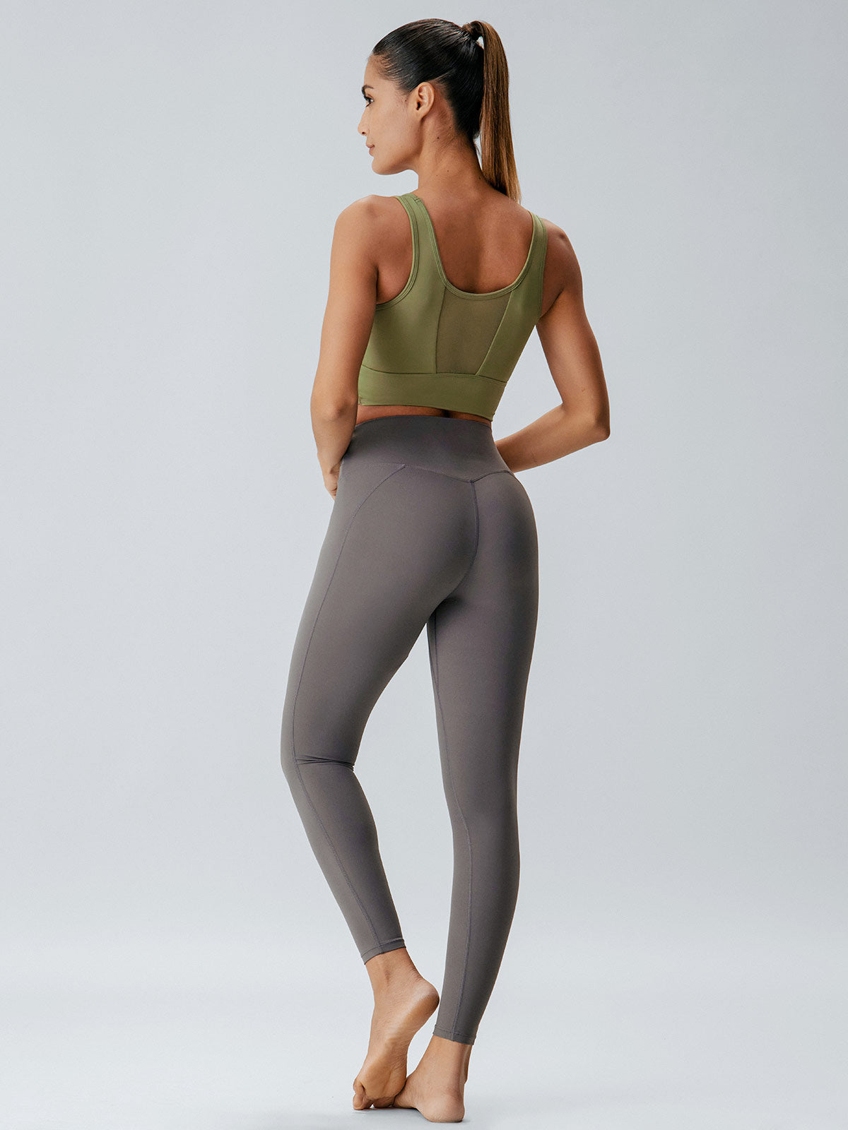Green Mesh Cross-Front Tank Top - Light Support