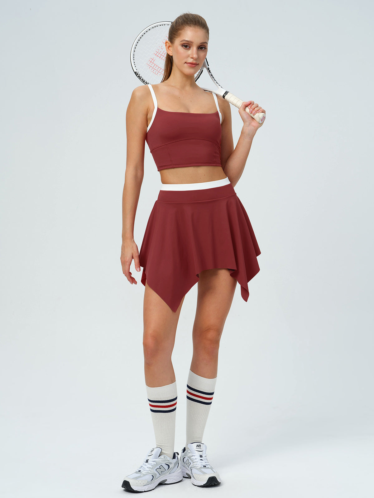 Dark Red Crisscross Twist Tank Top