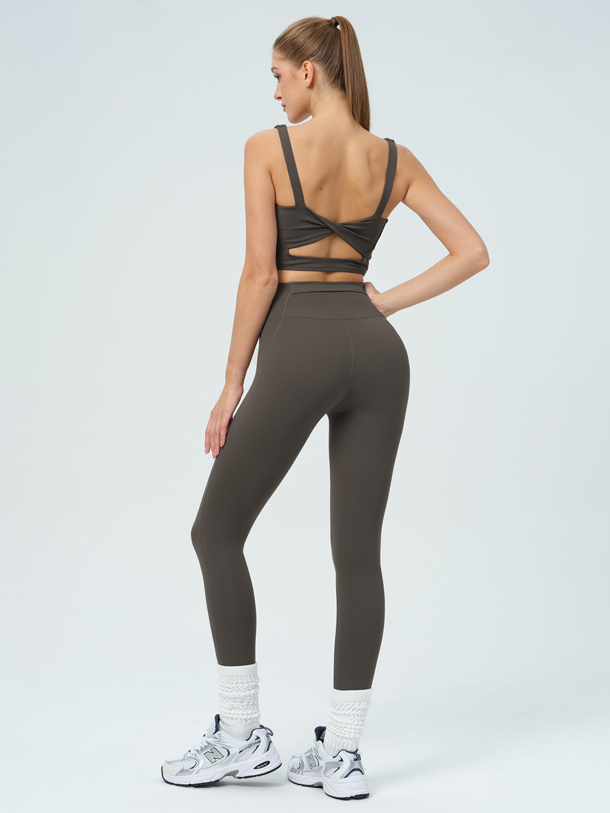 Dark Coffee Twist Sports Bra - Light Support