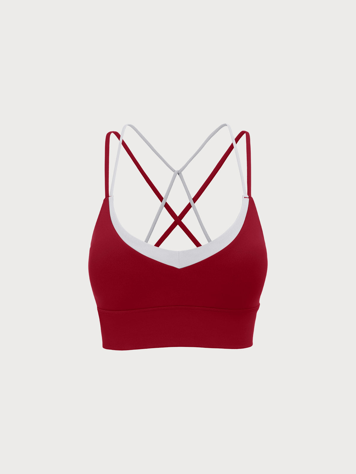 Wine Red Contrast X Cross Sports Bra