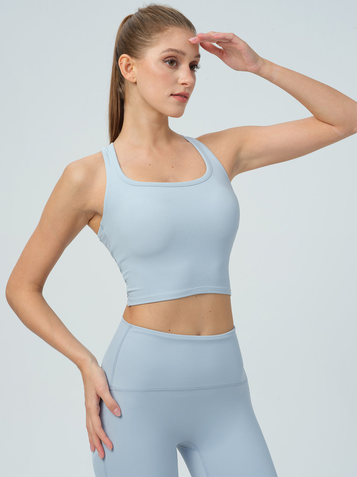 Light Blue Cutout Twist Tank Top