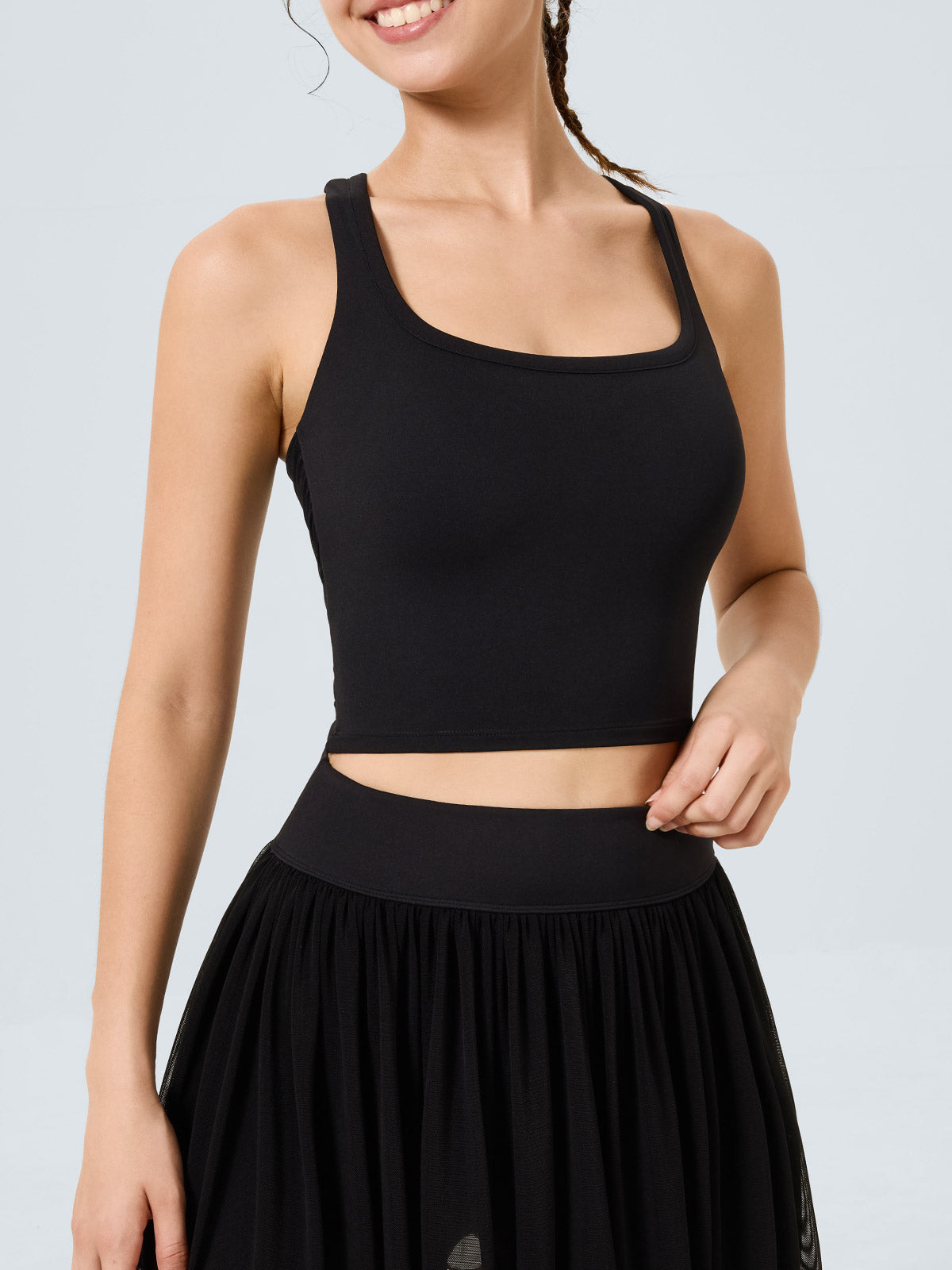 Black Cutout Twist Tank Top