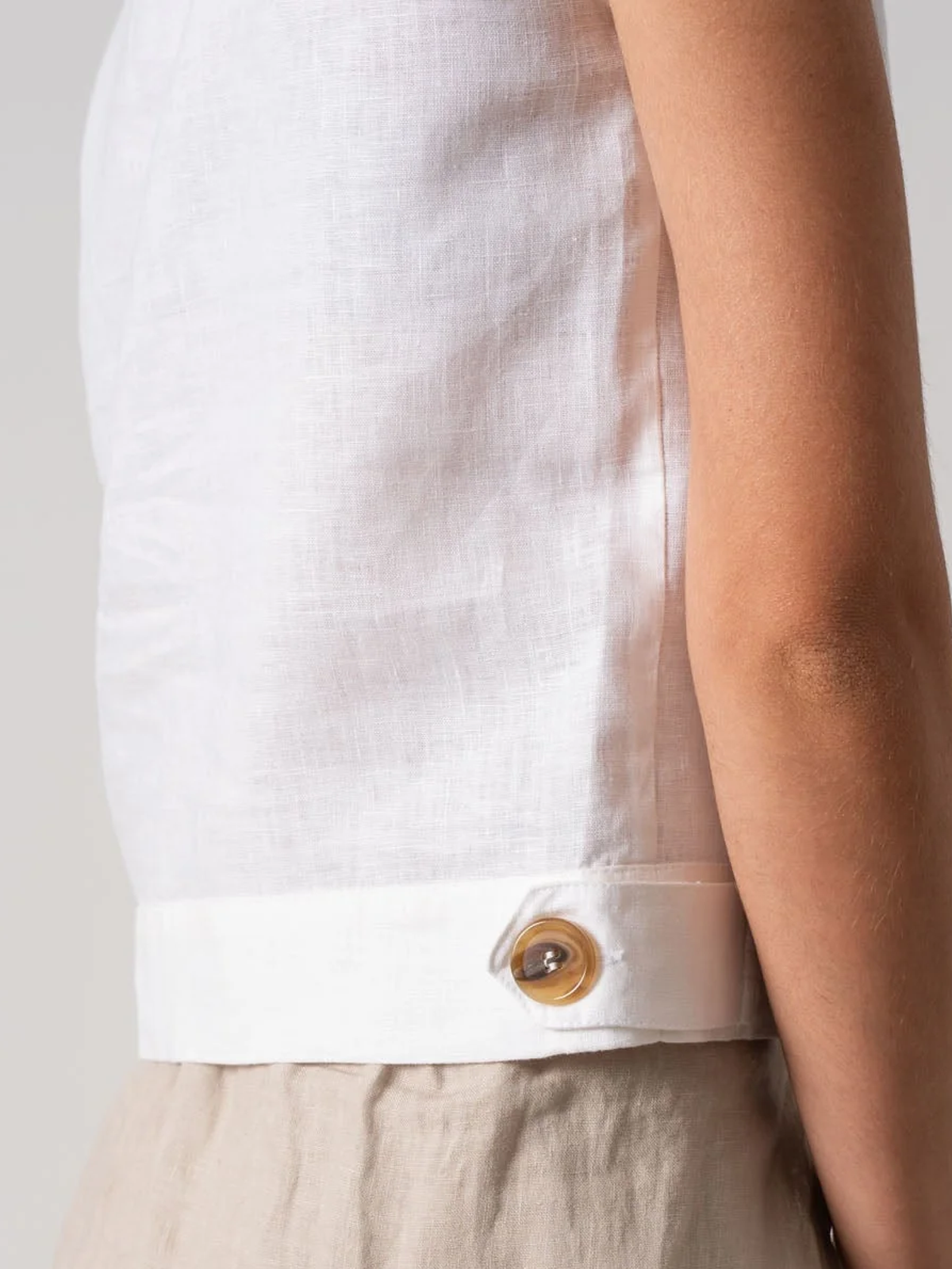 Linen V-neck Plain Sleeveless Tank Top