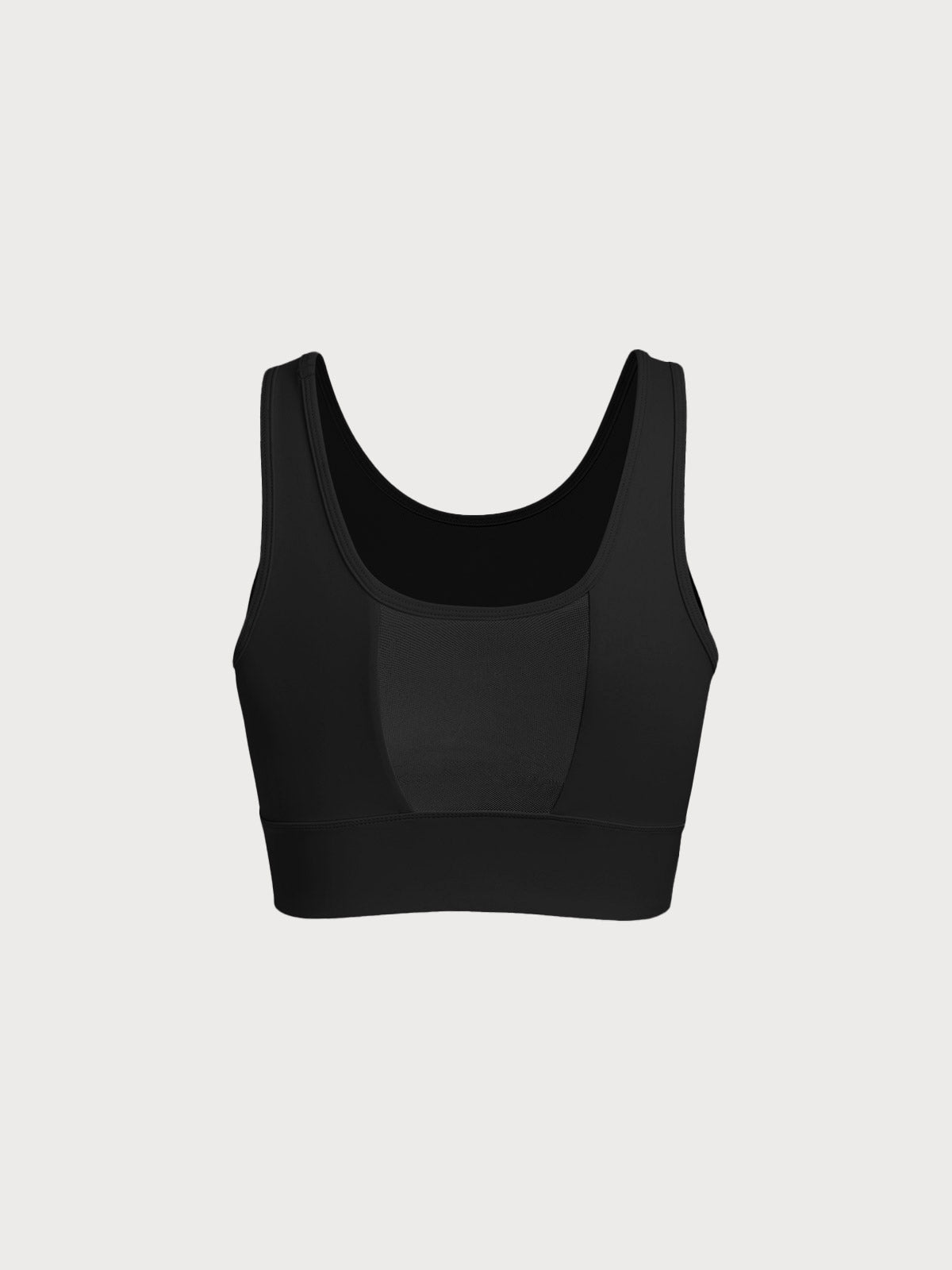Black Mesh Cross-Front Tank Top - Light Support
