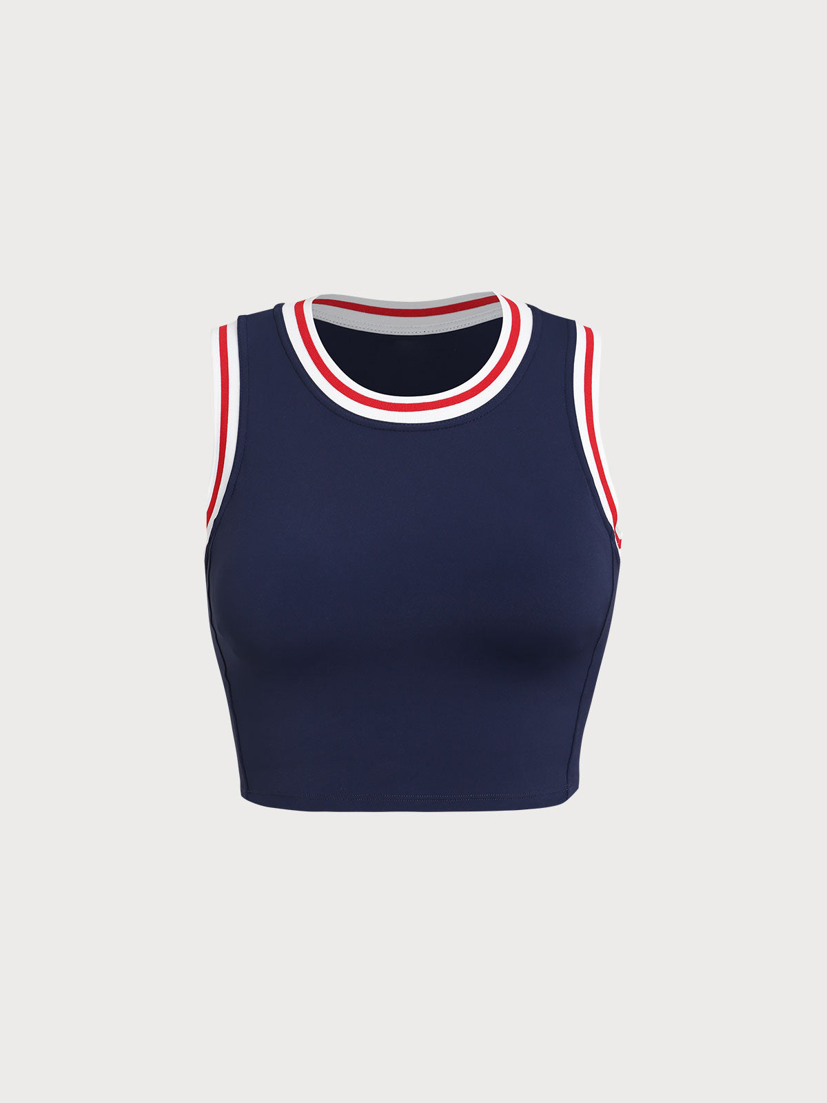 Navy Contrast U-shape Tank Top