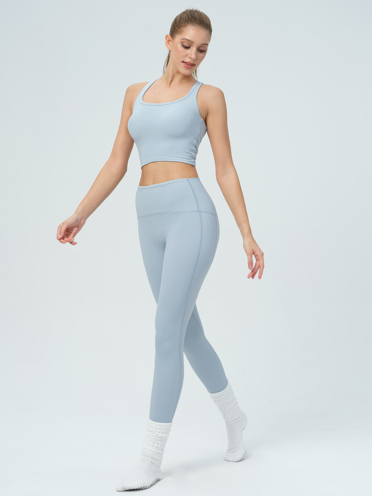 Light Blue Cutout Twist Tank Top