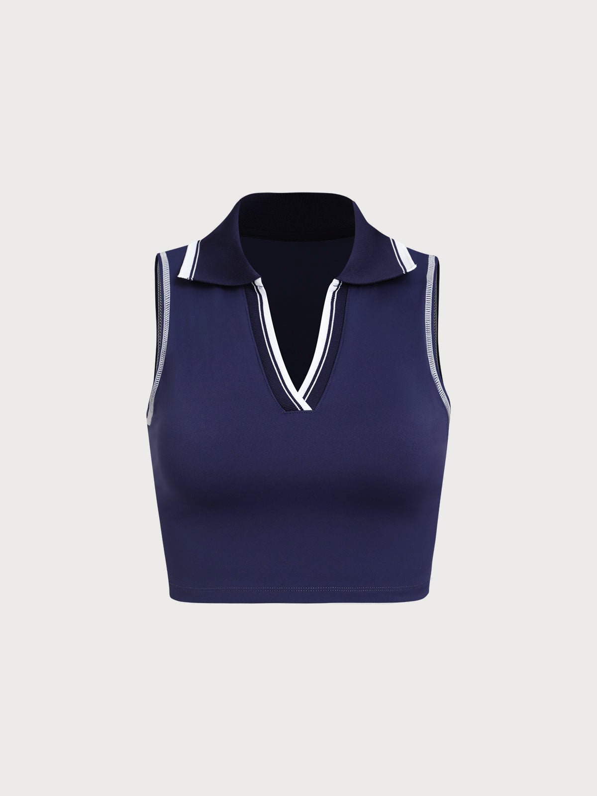 Navy V-Line Collar Tank Top - Light Support